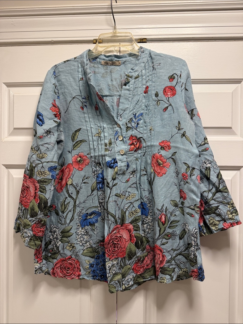 Valentina Naldi Floral peasant style 100% Linen Top